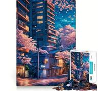 Puzzle paesaggistico giapponese con ciliegi in fiore (Sakura) per adulti, 1000 pezzi, stimola la memoria, divertente da assemblare, oggetto da collezione (38x26cm)