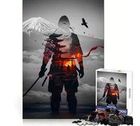 Puzzle paesaggistico giapponese Samurai Double Exposure da 1000 pezzi per adulti Rafforza la memoria, calma la mente, bordo di qualità, calda sorpresa (38x26cm)