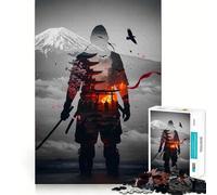 Puzzle paesaggistico giapponese Samurai Double Exposure da 1000 pezzi per adulti Rafforza la memoria, calma la mente, qualità, bordo caldo, sorpresa (38x52cm)