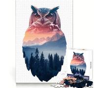 Puzzle paesaggistico "Gufo e Montagna" per adulti, 1000 pezzi, gioco per allenare la mente, rilassante e divertente, idea regalo per le vacanze (38x52cm)