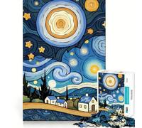 Puzzle paesaggistico ispirato alla Notte Stellata per adulti, 1000 pezzi, gioco di logica puro, antistress, tagli netti, articolo regalo di Babbo Natale 50x75cm