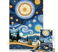 Puzzle paesaggistico ispirato alla Notte Stellata per adulti, 1000 pezzi, gioco intelligente e rilassante, taglio preciso, oggetto da collezione 38x52cm