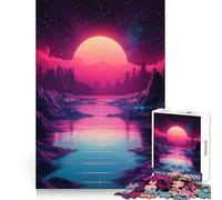 Puzzle paesaggistico retrò al tramonto per adolescenti, 1000 pezzi, gioco per allenare la mente, rilassante, artistico, da assemblare, (50x75cm)