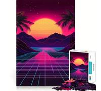 Puzzle paesaggistico retrò al tramonto per adulti, 1000 pezzi, ideale per rafforzare la memoria, divertimento e svago, con bordi di qualità, elegante regalo (38x26cm)