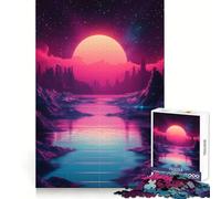 Puzzle paesaggistico retrò al tramonto per ragazzi, 1000 pezzi, stimola la memoria, rilassante e divertente, taglio di alta qualità, regalo elegante (38x26cm)