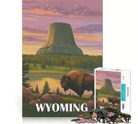 Puzzle paesaggistico retrò del Wyoming da 1000 pezzi per adulti,gioco di memoria divertente,taglio esperto,attività di gruppo rilassante da interno (38x26cm)