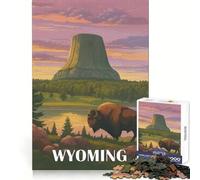 Puzzle paesaggistico retrò del Wyoming per ragazzi, 1000 pezzi, stimolante, piacevole per il tempo libero, bordi lisci, regalo di Natale ideale (50x75cm)