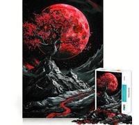 Puzzle paesaggistico rosso a tema luna piena per adulti, 1000 pezzi, per migliorare la memoria, alleviare lo stress, assemblare, regalo memorabile (38x52cm)