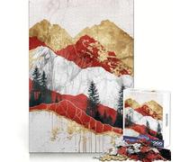 Puzzle paesaggistico rosso e oro da 1000 pezzi per adulti, gioco di logica, divertimento rilassante, pezzo da collezione artistico dai tagli precisi (50x75cm)