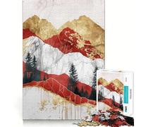Puzzle paesaggistico rosso e oro da 1000 pezzi per adulti, gioco di logica, divertimento rilassante, pezzo da collezione artistico dai tagli precisi (50x75cm)