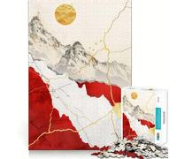 Puzzle paesaggistico rosso e oro da 1000 pezzi per ragazzi, gioco di logica fine, facile da usare, bordi precisi, regalo per le festività (38x52cm)