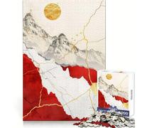 Puzzle paesaggistico rosso e oro da 1000 pezzi per ragazzi, gioco di logica fine, facile da usare, bordi precisi, regalo per le festività (38x52cm)