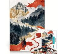 Puzzle paesaggistico rosso e oro per adulti, 1000 pezzi, rompicapo, per il tempo libero a casa, da assemblare, regalo di compleanno (38x52cm)