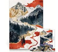 Puzzle paesaggistico rosso e oro per ragazzi, 1000 pezzi, stimola la memoria, rilassante, taglio liscio, regalo elegante (50x75cm)