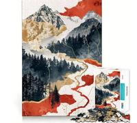Puzzle paesaggistico rosso e oro per ragazzi, 1000 pezzi, stimola la memoria, rilassante, taglio liscio, regalo elegante (50x75cm)