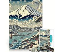 Puzzle paesaggistico Ukiyo-E del Monte Fuji innevato, 1000 pezzi per ragazzi, gioco di logica, ideale per i momenti di relax, pezzo da collezione artistico con taglio preciso (38x52cm)