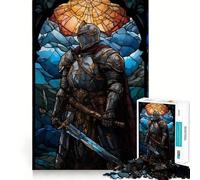 Puzzle Paladino Guerriero in Vetro Colorato da 1000 Pezzi per Adolescenti Gioco di Sviluppo Mentale Divertimento Tranquillo Design Assemblaggio (50x75cm)