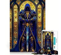 Puzzle Paladino Guerriero in Vetro da 1000 Pezzi per Adolescenti Puzzle di Memoria Solleva Leggero Rilassante Immagine Assemblaggio (50x75cm)