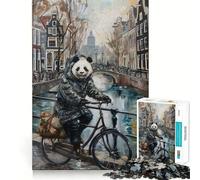 Puzzle Panda Bicicletta Amsterdam da 1000 pezzi per adulti, gioco stimolante per la mente, per interni, pezzo d'arte di precisione (38x52cm)