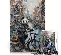 Puzzle Panda Bicicletta Amsterdam da 1000 pezzi per adulti, gioco stimolante per la mente, per interni, pezzo d'arte di precisione (38x52cm)