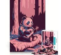 Puzzle "Panda che suona la chitarra nella foresta" per ragazzi, 1000 pezzi, gioco di logica fine, morbido, rilassante, bordi puliti, regalo di alta qualità (38x52cm)