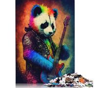 Puzzle Panda che suona la chitarra, puzzle rettangolare di alta qualità in carta riciclata al 100%, per donne e uomini, 1000 pezzi (75x50 cm)