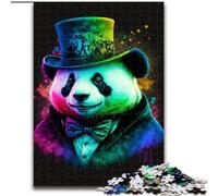 Puzzle "Panda con cappello" da 1000 pezzi per adulti, attività divertenti per la famiglia a casa, regalo di compleanno, regali da viaggio (26x38cm)