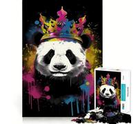 Puzzle Panda con Corona per Adulti, 1000 Pezzi, Gioco per la Concentrazione e il Relax, Bordo Rigido, Babbo Natale, Scegli il Desiderio (50x75cm)