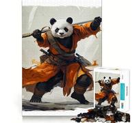 Puzzle Panda Guerriero con Spada per Adulti, 1000 Pezzi, Gioco per la Concentrazione e il Relax, Bordo Preciso, Scegli il Desiderio di Babbo Natale (50x75cm)