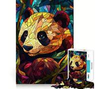 Puzzle Panda in vetro colorato da 1000 pezzi per ragazzi, gioco di abilità mentale, divertimento casual, design da assemblare, regalo elegante 38x52cm