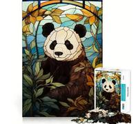 Puzzle Panda in vetro colorato da 1000 pezzi per ragazzi, gioco di abilità mentale, divertimento casual, design da assemblare, regalo elegante 38x26cm