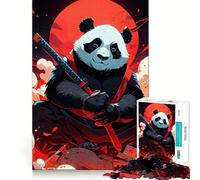 Puzzle Panda Samurai Katana Luna Rossa per adulti, 1000 pezzi, gioco di logica stimolante, rilassante, con bordi trasparenti, regalo artistico (38x26cm)