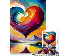 Puzzle panoramico a forma di cuore, 1000 pezzi, per adulti, sfida mentale, attività rilassante, incastro perfetto, regalo per le vacanze (50x75cm)