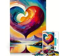 Puzzle panoramico a forma di cuore da 1000 pezzi per ragazzi,divertente da giocare,con incastri precisi e senza spazi vuoti,ideale per il divertimento in famiglia (38x52cm)
