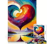 Puzzle panoramico a forma di cuore per adulti, 1000 pezzi, stimolante per la mente, passatempo rilassante, chiusura di sicurezza, regalo creativo (38x26cm)