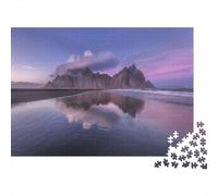 Puzzle panoramico da 1000 pezzi con spiaggia, montagna, lago e riflesso. Per adulti dai 12 anni in su. Gioco educativo, decorazione per la casa, difficile, stimolante, regalo di compleanno. 70x50 cm