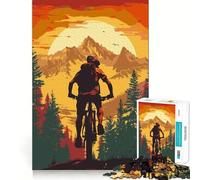 Puzzle panoramico da 1000 pezzi per ragazzi con paesaggio di mountain bike, facile da costruire, per il tempo libero, con taglio preciso, regalo di Babbo Natale (50x75cm)