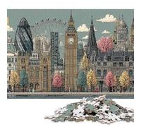 Puzzle panoramico dei monumenti di Londra da 300 pezzi per adulti, puzzle in legno, gioco educativo per bambini come regalo di Natale, 300 pezzi (40x28 cm)