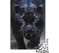 Puzzle Pantera Nera Occhi Blu Potenza Predatoria, 1000 pezzi carta riciclata unisex, gioco educativo stimolante 38x26cm/1000pcs