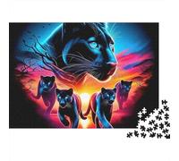 Puzzle Pantera Nera Twin Big Cat 1000 pezzi in cartone riciclato robusto,antipolvere,per la casa,il tempo libero,antistress,per famiglie,adulti,attività al chiuso,38x26cm/1000 pezzi