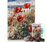 Puzzle "Papaveri rossi in riva al mare" da 1000 pezzi per adulti, ideale per rafforzare la memoria, per il divertimento di gruppo, con bordi netti ed elegante (38x52cm)