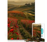 Puzzle "Papaveri Rossi Toscana" per adulti, 1000 pezzi, gioco di abilità mentale, hobby tranquillo, design, assemblaggio, regalo per le vacanze (38x26cm)