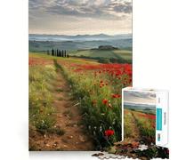 Puzzle "Papaveri Rossi Toscana" per ragazzi, 1000 pezzi, sfida mentale, divertimento rilassante, taglio preciso, regalo festivo (38x26cm)