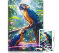 Puzzle "Pappagalli sotto la pioggia" 1000 pezzi, gioco divertente per lo sviluppo cognitivo, regalo speciale per una celebrazione premurosa, dimensioni 38x52cm