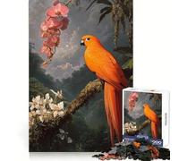 Puzzle "Pappagallo Arancione nella Giungla" da 1000 pezzi, gioco per lo sviluppo della mente, rilassante, taglio di precisione, pezzo da collezione (38x52cm)
