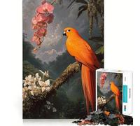 Puzzle "Pappagallo Arancione nella Giungla" da 1000 pezzi, gioco per lo sviluppo della mente, rilassante, taglio di precisione, pezzo da collezione (38x52cm)