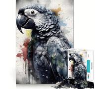 Puzzle "Pappagallo Bellezza" con inchiostro nero, 1000 pezzi, gioco di abilità mentale, assemblaggio lento e divertente, regalo perfetto (38x52cm)