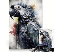 Puzzle "Pappagallo Bellezza" con inchiostro nero, 1000 pezzi, gioco di abilità mentale, assemblaggio lento e divertente, regalo perfetto (38x52cm)