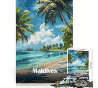 Puzzle "Paradiso tropicale delle Maldive" per adulti,1000 pezzi,esercizio di ragionamento,hobby rilassante,bordi di alta qualità,regalo di Natale unico (38x26cm)