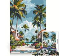 Puzzle "Paradiso tropicale sulla spiaggia" per ragazzi, 1000 pezzi, esercizio mentale, svago rilassante, taglio di precisione, ottimo regalo (38x26cm)